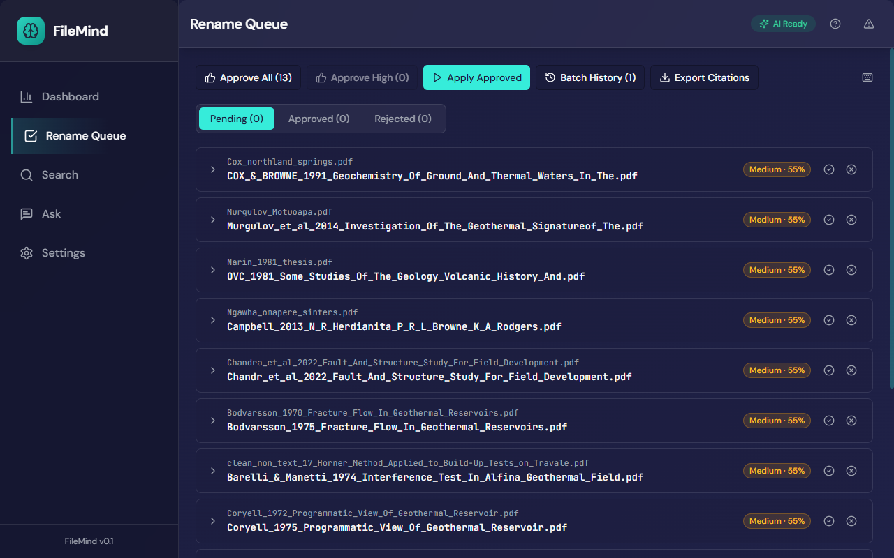 Intelligent Renaming — FileMind app screenshot